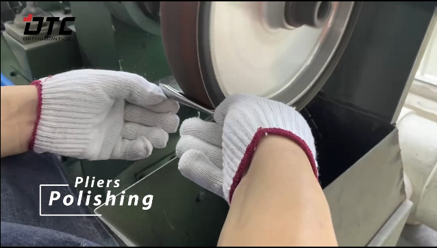 Polishing stage in orthodontic pliers manufacturing used to verify surface finish